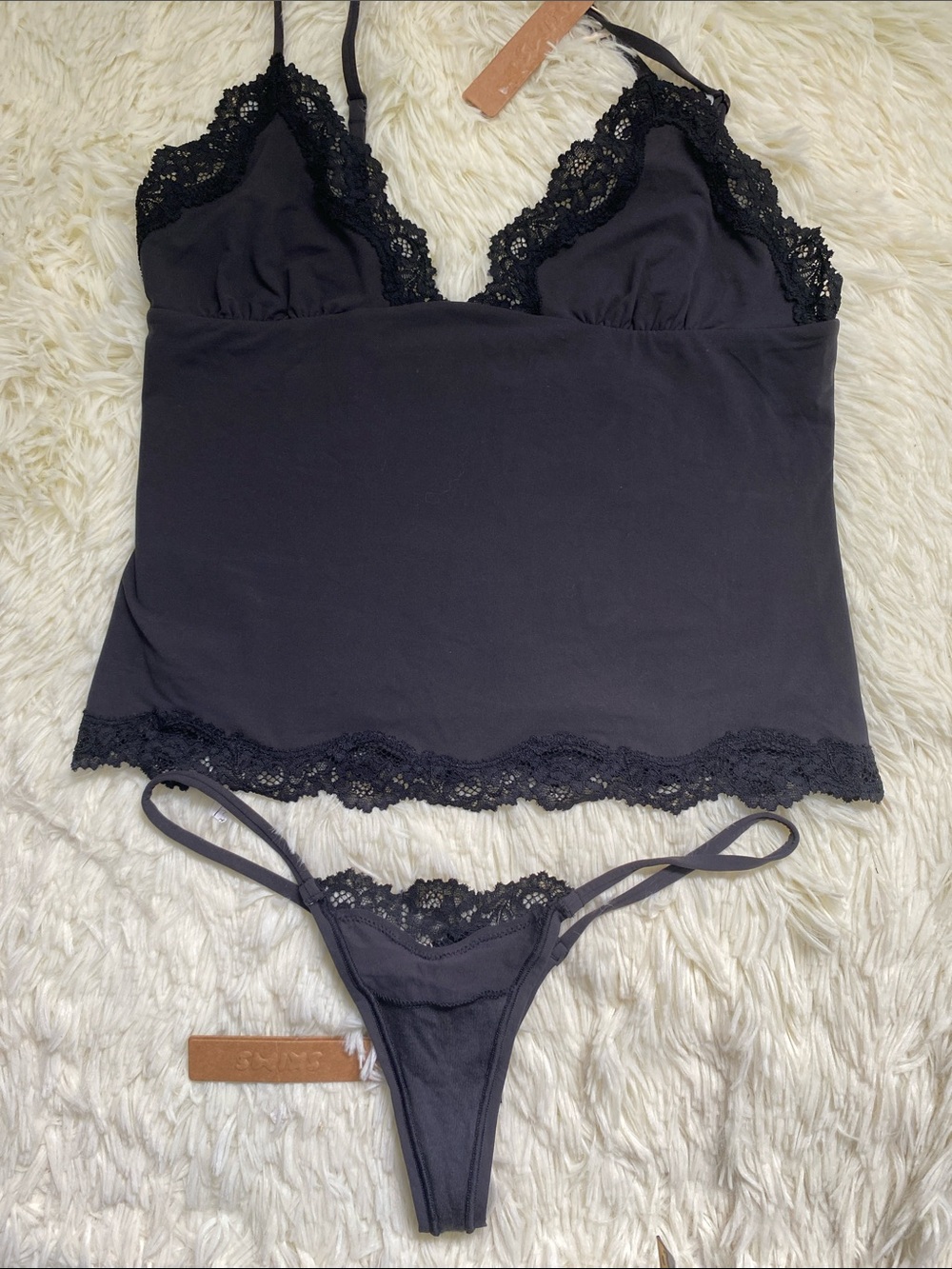 SKIMS Bundle- Lace Cami and matching lace Thong- Both NWT